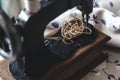 Hand sewing machine closeup Royalty Free Stock Photo