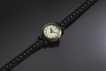 Vintage hand watches on grey background Royalty Free Stock Photo