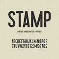 Vintage handcrafted typeface with stamp effect. vector illustration