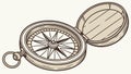 Vintage Handheld Compass, Classic Direction Finder, vector design Generative AI Royalty Free Stock Photo