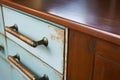 vintage handle replacements on kitchen drawers Royalty Free Stock Photo