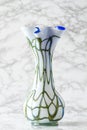 Vintage Handmade Glass Vase With Turquoise Pattern