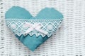 Vintage handmade plush turquoise heart