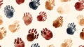 Vintage Handpainted Animal Footprints Seamless Pattern AI Generated AI Generated