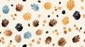 Vintage Handpainted Animal Footprints Seamless Pattern AI Generated