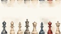 Vintage Handpainted Chess Pieces Seamless Pattern AI Generated