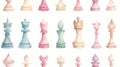 Vintage Handpainted Chess Pieces Seamless Pattern AI Generated
