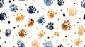 Vintage Handpainted Watercolor Animal Footprints Seamless Pattern AI Generated