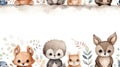 Vintage Handpainted Watercolor Seamless Pattern with Baby Animals AI Generated