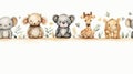 Vintage Handpainted Watercolor Seamless Pattern with Baby Animals AI Generated