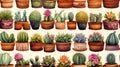 Vintage Handpainted Watercolor Seamless Pattern of Cacti Varieties AI Generated