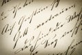 Vintage handwriting. antique manuscript. aged paper