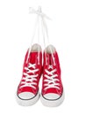 Vintage hanging red shoes Royalty Free Stock Photo