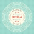 Vintage happy birthday card. Typography letters Royalty Free Stock Photo