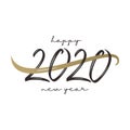 Vintage happy new 2020 year. Hand drawn typography lettering creative. Vector minimalist isolated on white background Royalty Free Stock Photo