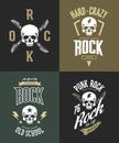 Vintage hard and punk rock vector t-shirt logo isolated on dark background Royalty Free Stock Photo