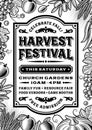 Vintage Harvest Festival Poster Black And White.