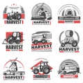 Vintage Harvesting Emblems Set Royalty Free Stock Photo