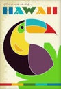 Vintage Hawaii Travel Poster Grunge Parrot