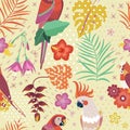 Vintage Hawaiian Parrots Pattern or Aloha Print