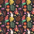Vintage Hawaiian Parrots Pattern or Aloha Print