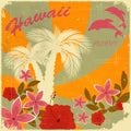 Vintage Hawaiian postcard Royalty Free Stock Photo