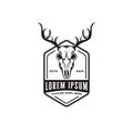 Vintage Head of deer antler skull logo icon vector set