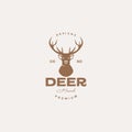 Vintage head deer long horn logo design vector graphic symbol icon illustration creative idea