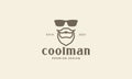 Vintage head man cool with sunglasses beard logo vector icon illustration design
