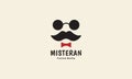 Vintage head man with mustache sunglasses and tie logo symbol icon vector graphic design