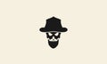 Vintage head skull pirates with beard logo symbol vector icon illustration graphic design