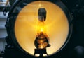 Vintage headlight of old train - spot light isolated.