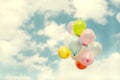 Vintage heart balloon with colorful on blue sky