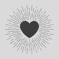 Vintage heart illustration hipster theme. Vector isolated.