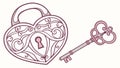 Vintage Heart Lock and Skeleton Key Symbol, vector design Generative AI Royalty Free Stock Photo