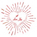 Vintage heart style with text and burst. Firework. I love You. Eps10. Vector illustration