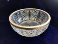 Vintage Heavy Lead Crystal Glass Bowl with Silver Rim