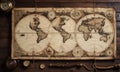 Vintage Hemispherical World Maps Royalty Free Stock Photo