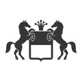 Vintage Heraldic Emblem with Horses. Vector