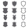 Vintage heraldic shield shapes for label and logo design. Medieval style borders and frames