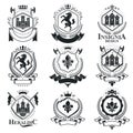 Vintage heraldry design templates, vector emblems.