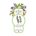 Vintage herbs and spices label collection. Winter savory