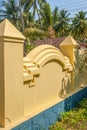 Vintage heritage architecture compound wall of Syro-Malabar Catholic Church, one Palayur