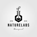 Vintage hexagon nature labs leaf logo designs illustration