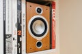 Vintage Hi-Fi Tannoy bookshelf speaker in Living Room Royalty Free Stock Photo