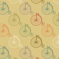 Vintage high wheeler seamless pattern Royalty Free Stock Photo