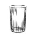 Vintage highball glass. Empty collin glass hand drawn sketch