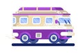 Vintage hippie van vector isolated on the white background. Travel transport concept. Retro minibus illustration. Cute minivan for Royalty Free Stock Photo