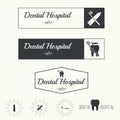 Vintage hipster banners, insignias with tooth. Royalty Free Stock Photo