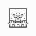 Japanese Castle Outline Line Monoline Logo Design